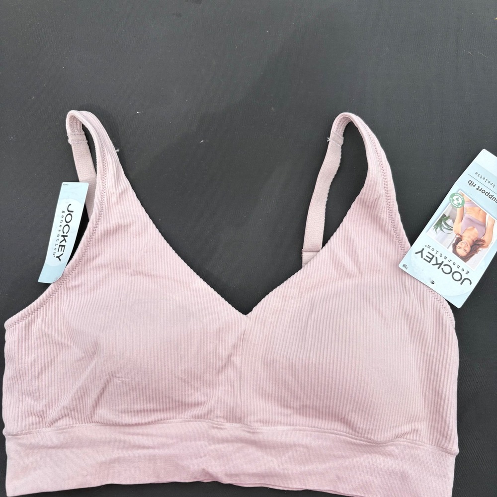 Jockey Generation Women Light Support Rib Seamfree Bralette Pink XL Sewn-In Pads